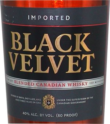 Etikett Black Velvet Canadian Whisky